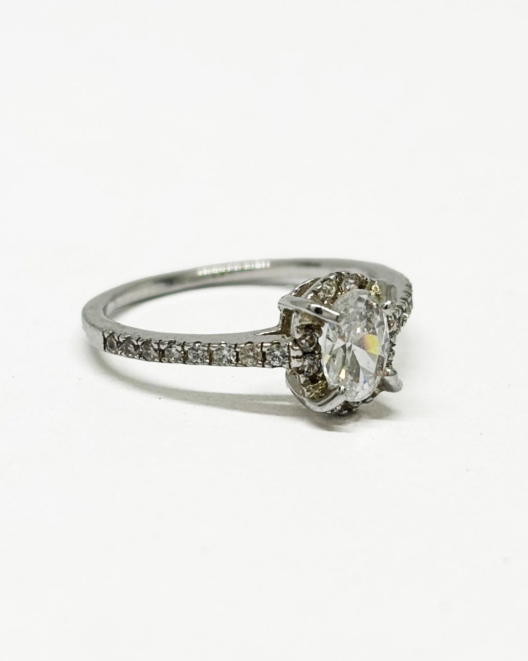 Halo Oval Silver Ring