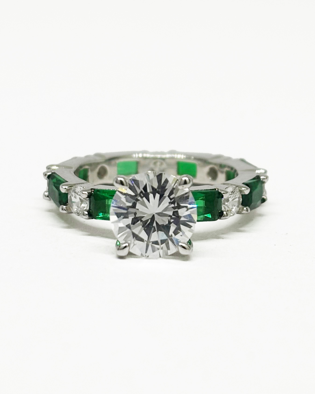 Halo Round Green Eternity Band Ring