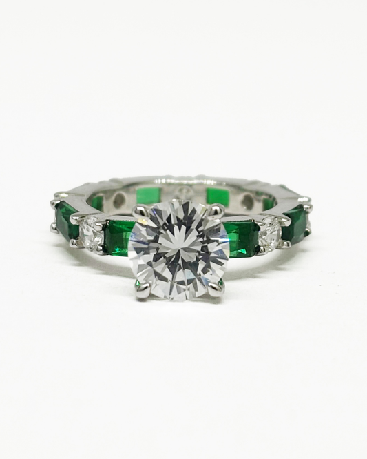 Halo Round Green Eternity Band Ring