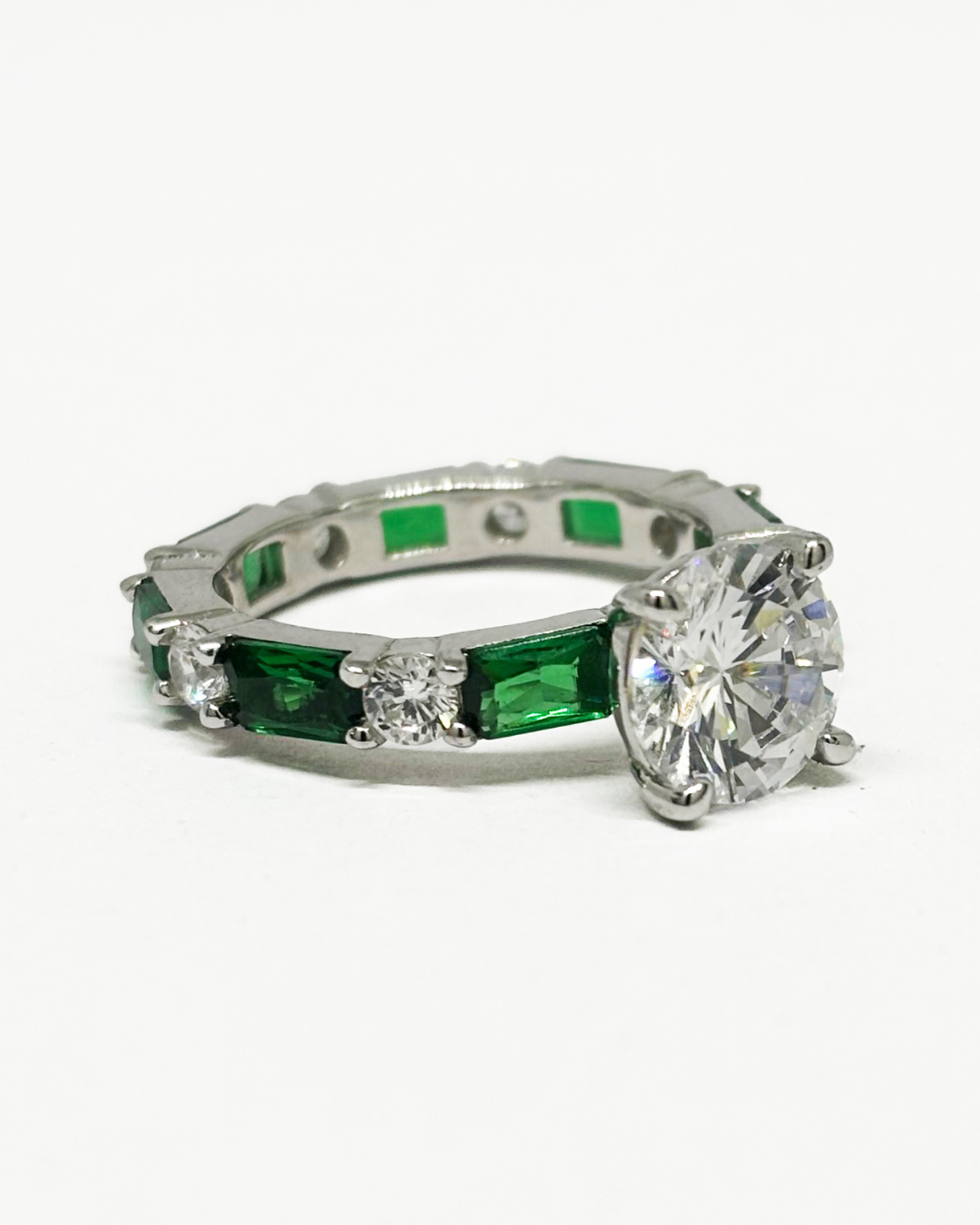 Halo Round Green Eternity Band Ring