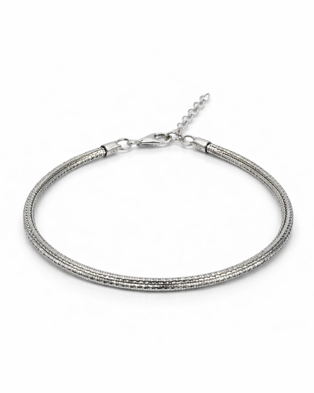 Three Layer Snake Silver Bracelet