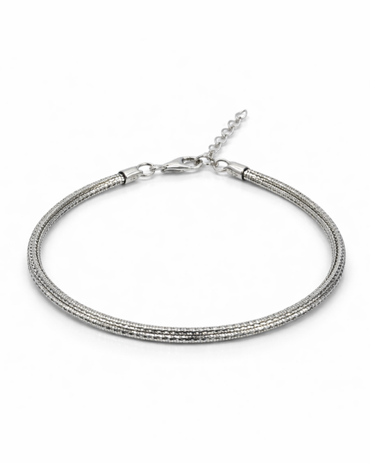 Three Layer Snake Silver Bracelet