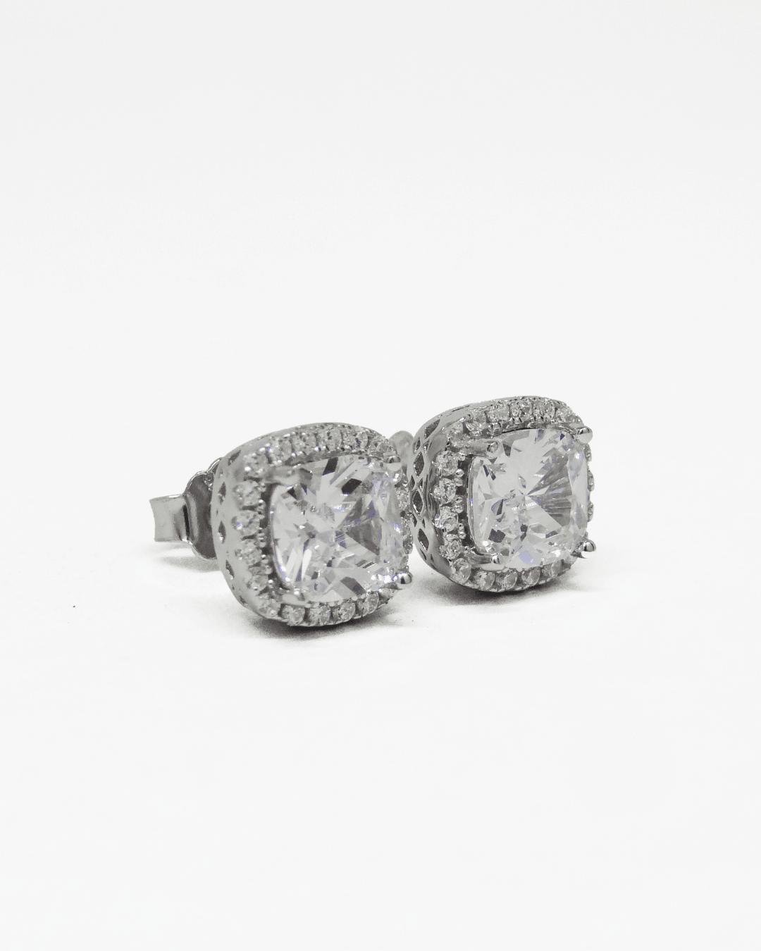 Halo Cushion Studs Earrings