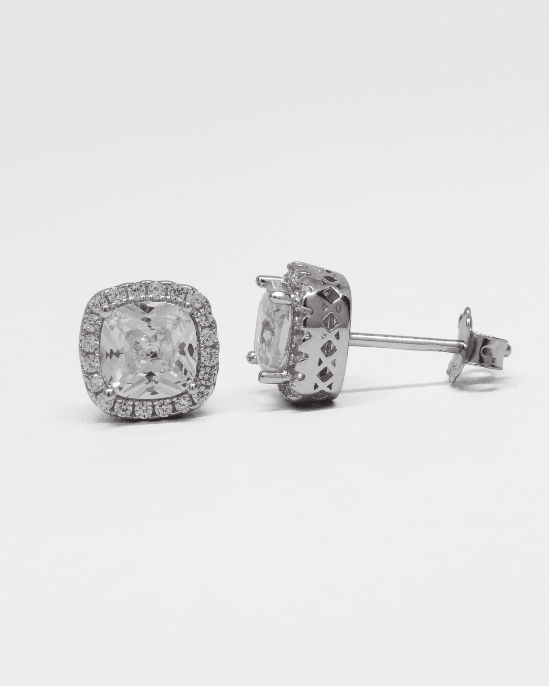 Halo Cushion Studs Earrings